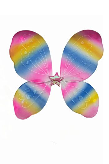 Le Mabelle Multi-Colored Rainbow Themed Butterfly Wing Wand and Crown Set