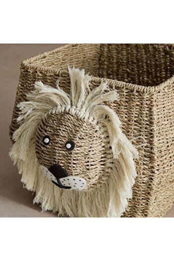 Generic Foresta Handmade Basket with Lion Face Design - 30x30x30 cm