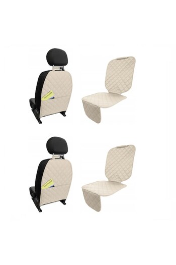 Metru Patrat Set 4 Car Seat Covers, Quilted, Washable, Universal, Cream