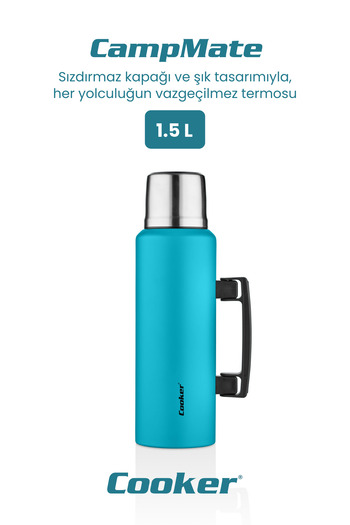 Cooker 1.5 Liter Double Layer Steel Thermos-24 Hours Hot, 48 Hours Cold, with Handles (Camping, Picnic, Office, Travel)