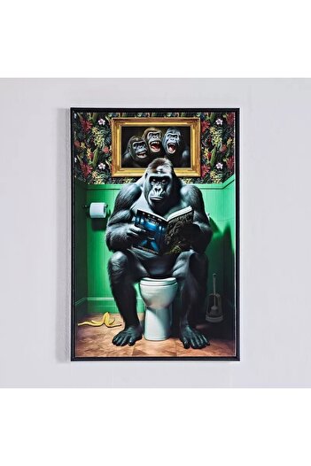 Generic Framed picture of a reading gorilla by Aircel - 40x60x2.5 cm