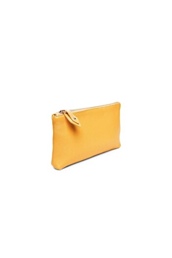 ANNA FELLINI Leather Pouch, ANNA FELLINI, St. Ives, Yellow, 20 x 3 x 12 cm