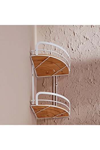 Generic 2-Tier Bamboo Corner Shelf