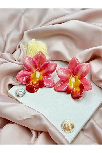 Unzilee Pink Orchid Brand Model Design Earrings