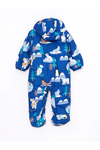 LC Waikiki LCW baby Mavi Kapüşonlu Uzun Kollu Baskılı Erkek Bebek Astronot Mont