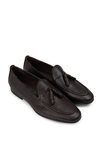 Deery Men's Genuine Leather Brown Tasseled Loafer