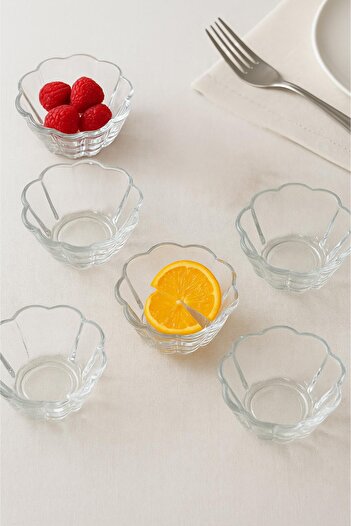 HSDemirci Set of 6 Glass Patterned Bowls 125 ml