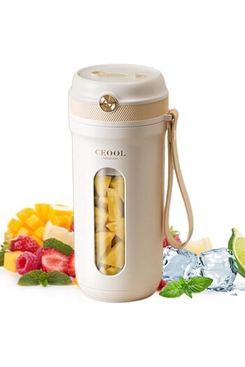 CEOOL MISSCEO 350ML Portable Blender, Personal Blender Bottle with 10 Blades and Straw for Shakes
