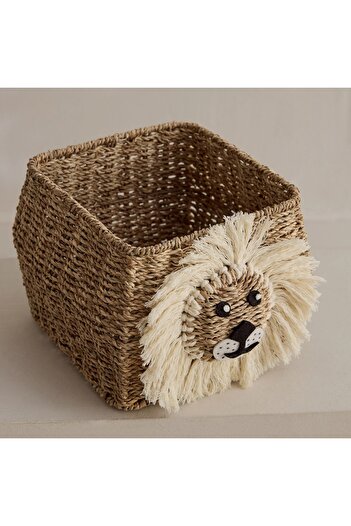 Generic Foresta Handmade Basket with Lion Face Design - 30x30x30 cm