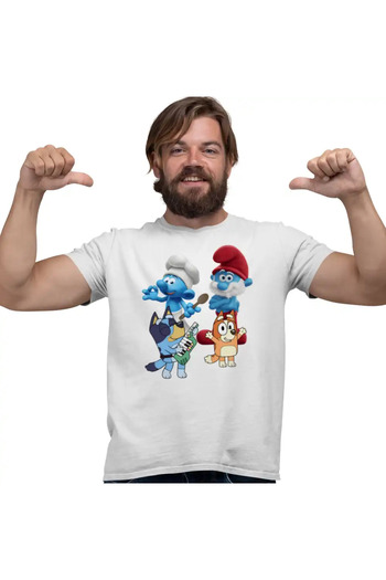 OEM Men's T-Shirt The Smurfs Bluey Bingo Papa Smurf the Chef