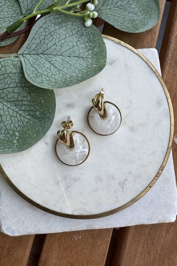 My Joyas Design Steel Moonstone Piercing Earrings