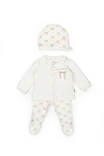 BabyCosy Organic Wear Baby 3-Piece Set (Pants, Long Sleeve T-Shirt, Hat), Baby and Newborn Series - Csy8144