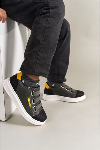 Zerenyus Montana Elastic Orthopedic Daily Children's Shoes Black-Grey-Yellow