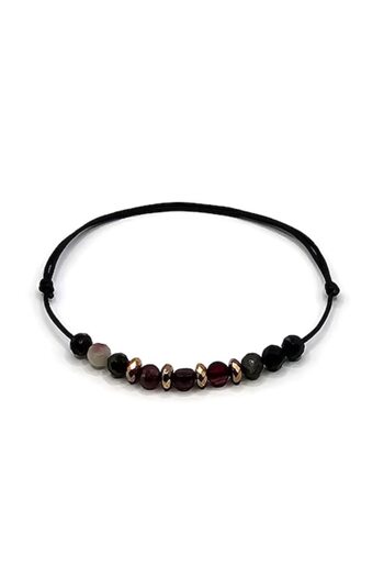 Lexy's Boutique Adjustable bracelet, Capricorn zodiac sign, Lexy's Boutique, semi-precious stones Tourmaline, Hematite Garnet