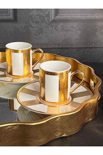 ROSSEV Turkish Coffee Cup 24K Lumira 6 Person Set 12 Pieces