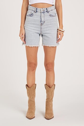 Tudors Women's Regular Fit Classic Cut Cotton Light Blue Jean Denim Shorts