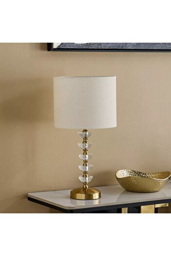 Generic Rollins Caskey Crystal Table Lamp with Linen Shade - 25 x 50 cm