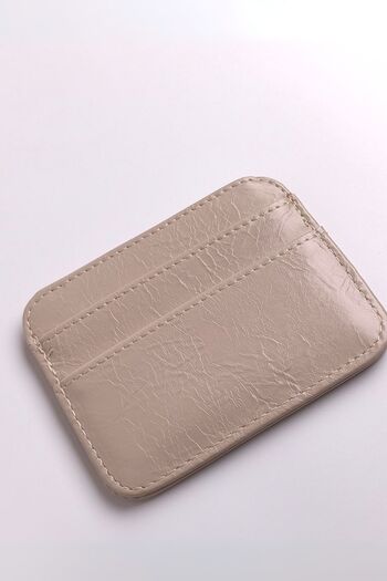 Ecrou Crinkled Leather Basic Card Holder Stone