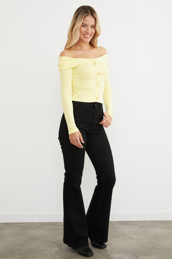 Fulla Moda Madonna Collar Button Accessory Blouse
