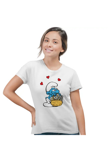 OEM Women's T-shirt The Smurfs in Love Dragobete Valentine's Day