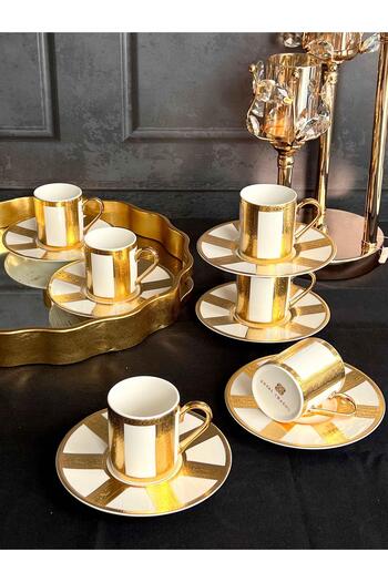 ROSSEV Turkish Coffee Cup 24K Lumira 6 Person Set 12 Pieces