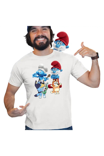 OEM Men's T-Shirt The Smurfs Bluey Bingo Papa Smurf the Chef