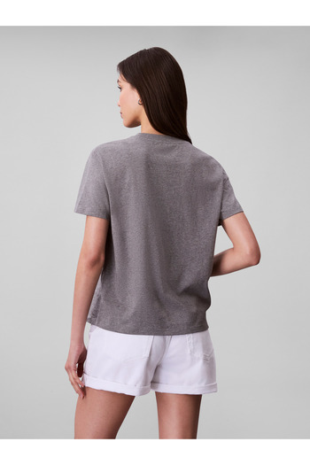 Calvin Klein Women Med Grey Htr Hero Short Sleeve Classic Monologo Cotton Tee