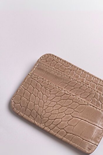 Ecrou Croco Leather Basic Card Holder Stone