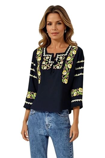 rody's forever Women's blouse type B23, black/yellow, size XL