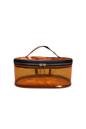 Maykis Orange Transparent Oval Large Makeup Handbag