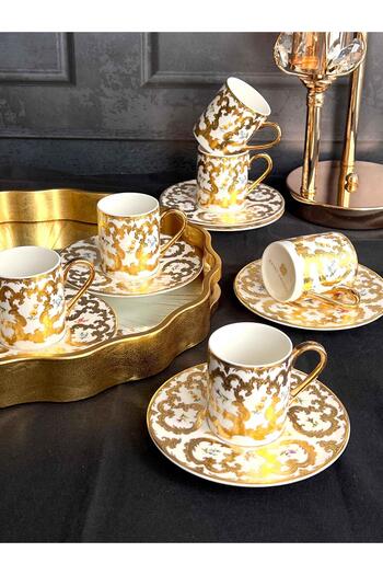 ROSSEV Turkish Coffee Cup 24K Fiorella 6 Person 12 Pieces