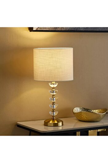 Generic Rollins Caskey Crystal Table Lamp with Linen Shade - 25 x 50 cm