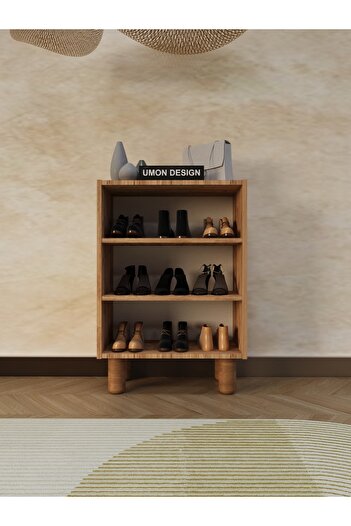 umondesign Boho 4 Raflı 2 Kapaklı Ayakkabılık Çok Amaçlı Dolap Ayaklı Dekoratif Kapak Mutfak Dolabı