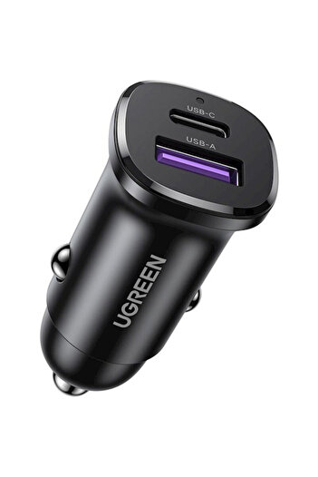 Ugreen Car Charger Cigarette Lighter USB, Type-C, 30W Ugreen, Black, 25845