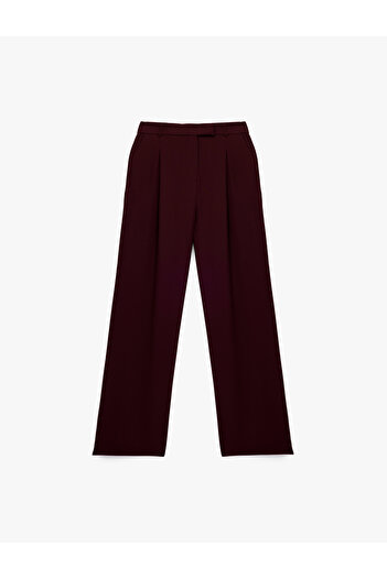 Koton High Waist Ribbed Crepe Palazzo Pants with Pockets