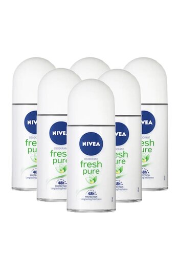 NIVEA Deodorant roll-on women Fresh Pure, 48h protection, 6 x 50 ml
