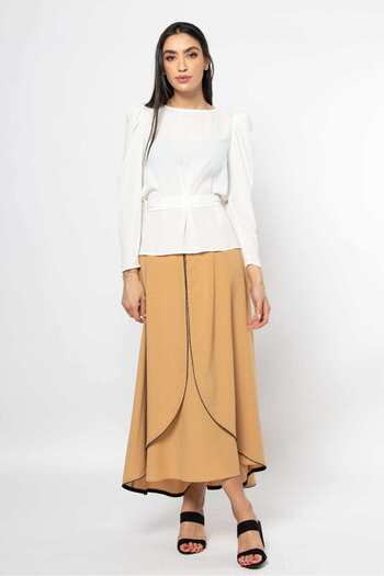 Nichii Formal Tie-Waist Long-Sleeve Top