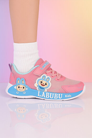 JOJO KIDS Girl's leather sports shoes, velcro sneakers, thick sole.