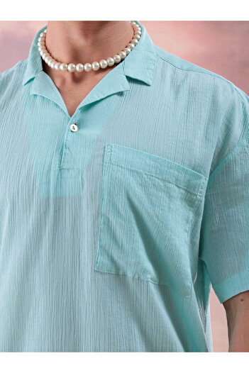 The Indian Garage Co By Styli Men Green Relaxed Fit Resortwear Shirt