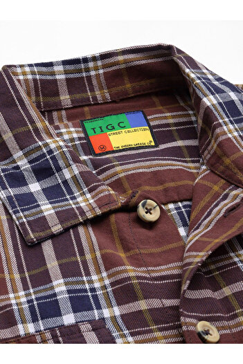 The Indian Garage Co By Styli Men Red Checked Spread Collar Shirt
