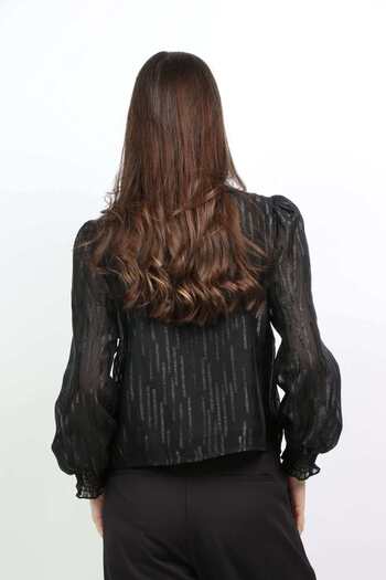 mica Long-Sleeve Button-Front Top