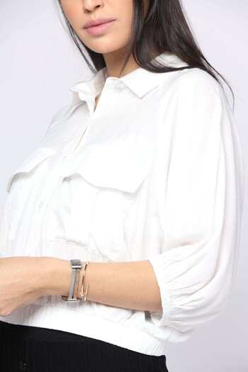 Nichii Short-Sleeve Button-Front Top with Hidden Waist Belt
