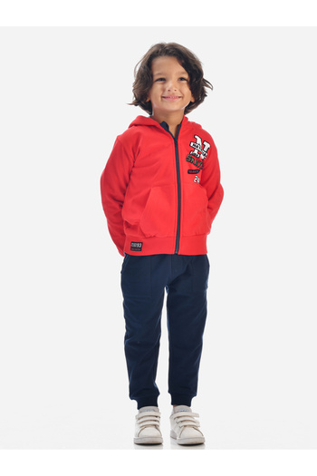 Victor and Jane By Styli Graphic Print Full zipper Hoodie and Joggers Set