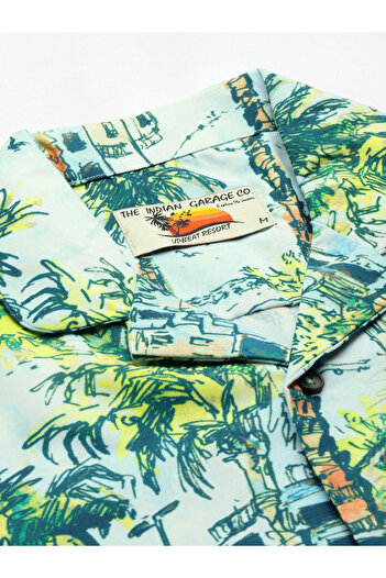 The Indian Garage Co By Styli Men Tropical Palm Print Shirt and Shorts Co-Ords