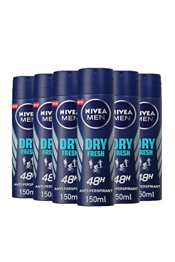 NIVEA Antiperspirant spray men Dry Fresh, 0% alcohol, 6 x 150 ml
