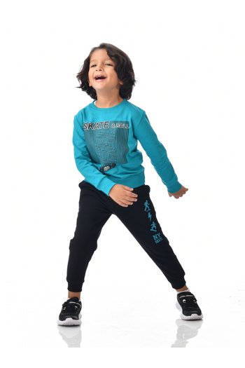 Victor and Jane By Styli Boys Graphic Print Sweatshirt and Joggers Set
