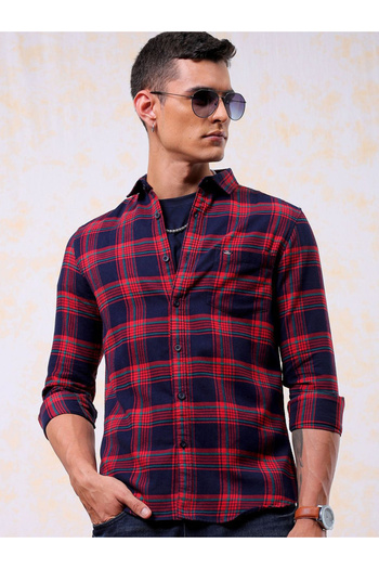 The Indian Garage Co By Styli Men Red Checked Flannel Shirt