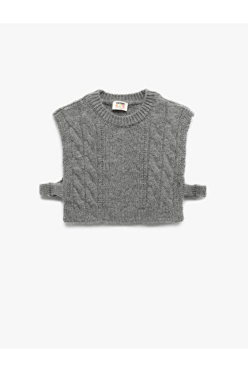 Koton Crew Neck Sleeveless Tie-Up Detailed Crop Knit Sweater