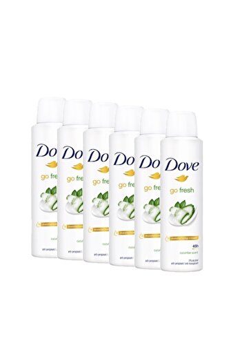 Dove Go Fresh Women's Spray Deodorant - Cucumber, 48h Protection, 6 x 150 ml