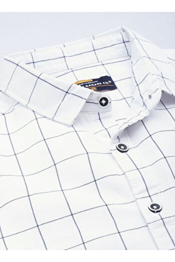 The Indian Garage Co By Styli Men White Grid Checked Slim Fit Shirt